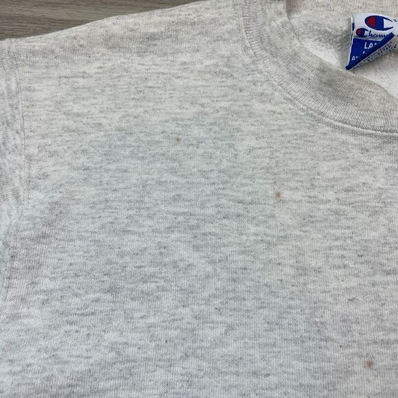 Vintage Champion Sweatshirt Mens Large Gray 90s Crewneck Wood Mustangs - Picture 3 of 16